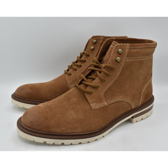 Johnston & Murphy Mens Size 9.5 Barrett Taupe Suede Plain Toe Boots Shoes
